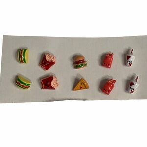 Set of 5 Cute Fast Food Themed Pairs of Stud Earrings